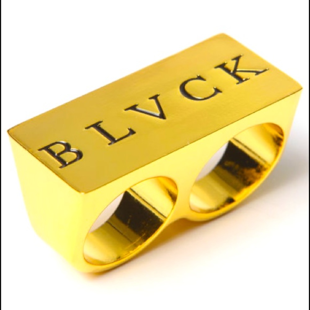 Black Scale 2 Finger Ring